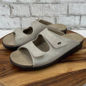 SAS Cozy Web Linen Womens 10 M Double Strap Hook & Loop Comfort Slide Sandal